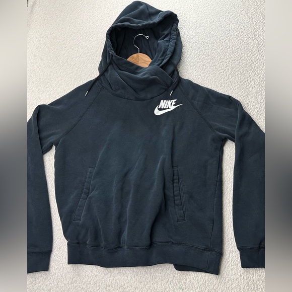 Nike Sportswear High Neck Long Sleeve Hoodie Black Women’s Size Medium - Picture 2 of 8